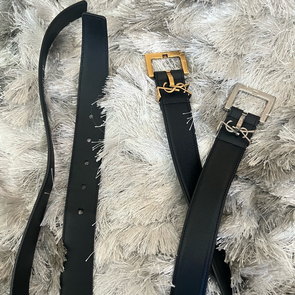 Two saint laurent belts one gold one silver